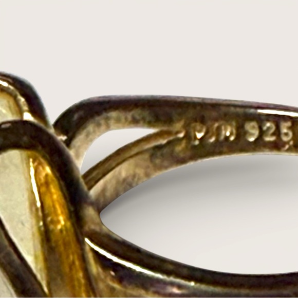 Gold Vermeil 925 Moonstone Ring | Rainbow Flash Statement Ring Size 7 - Picture 4 of 8